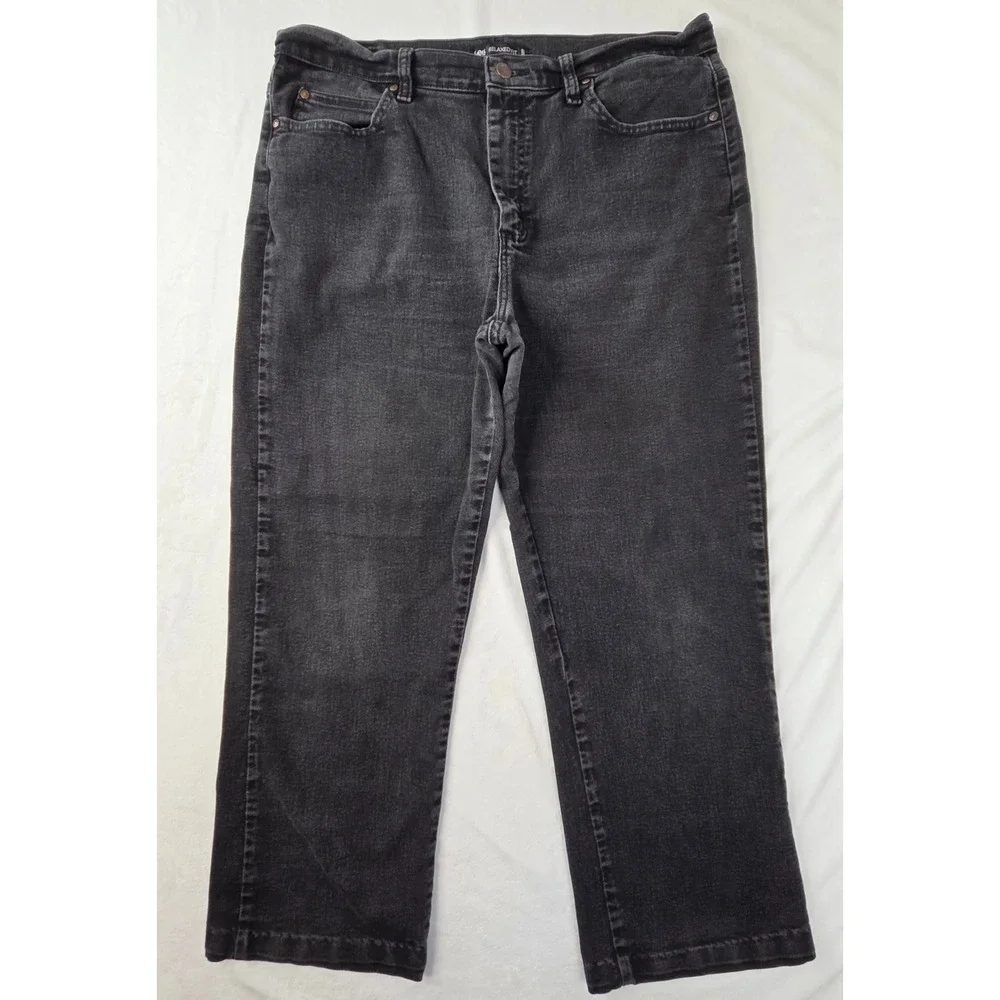 Lee Jeans Women‎ 16 Medium Black Relaxed Fit Straight Leg Denim Excellent